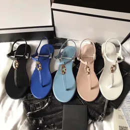 Ladies Designere Flip Flop Schaffell mit Metallschnallen Sandalen importierten Material