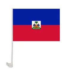 Haiti Car Flag 30x45cm Window Clip Haitian Flags Polyester UV Protection Car Decoration Banner with Flagpole