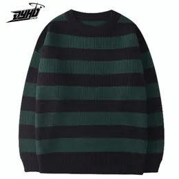Mens suéteres vintage camisola de malha homens mulheres harajuku casual algodão pulôver tate langdon suéter mesmo estilo verde listrado tops outono 220914