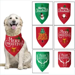 Hundebekleidung Haustier Katzen Hunde Polyester Elch bedrucktes Bandana Waschbare Weihnachtsdekoration Schal Taschentücher Lätzchen für Weihnachten Hundehals Dro Dhbhv