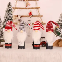 Decorações de Natal Ornamentos de Natal Tampa de garrafa de tricô sem rosto Tampa de mesa de mesa Festive Cadeir