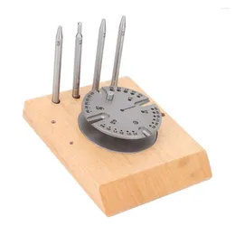 Watch Repair Kits Balance Wheel Hairspring Stand Movement Holder Pin Punch Wooden Base Tool For Watchmakers