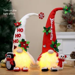 Happy New Year Christmas Glowing Dwarf Doll with Light Clover Faceless Figure Doll Decoration