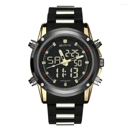 Wristwatches STRYVE Men's Fashion Sport Watches Men Quartz Analog DIGITAL LED Clock Man Silicone Military Waterproof Watch Relogio