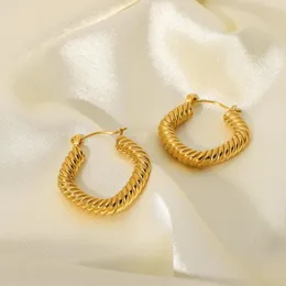 Hoop Earrings Trend 18K Gold Stainless Steel Earring Studs Jewelry Geometric Rhombic Rectangle Cable Twisted