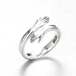 10 個ヴィンテージハグバンドリング女性のためのシルバーカラーオープン調整可能な結婚婚約指輪ジュエリーギフト