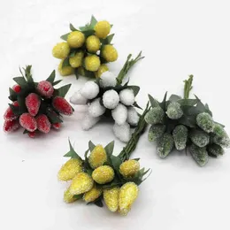 Faux Floral Greenery Ccgffst 10 pcsbatch Testa 6 colori Fili di farina di fragole artificiali J220906
