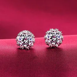 Silver Earrings for Women Natural Clear Zircon Stud Earrings Wedding Ear Christmas