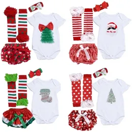 Clothing Sets Baby Girls Christmas Clothes Set Year 2023 Santa Costumes Bodysuit TopsPantsShoesHeadwear Toddler Xmas Gifts 220915