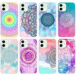 Capas transparentes de flores de renda da moda para iphone 15 14 Plus Pro Max 13 12 11 XS MAX XR X 8 7 6 6S TPU macio elegante floral Dreamcatcher Girassol Mar Oceano Capa de telefone traseira Coque