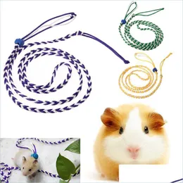 Kleintierbedarf 1,4 m Hamster-Haustier-Ratten-Maus-Geschirr Käfig-Leine-Traktions-justierbares Seil-Walking-Biege-Farbknopf-Versorgungsmaterial-Tropfen Dh6Pv