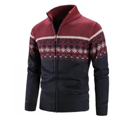 Männer Pullover Casual Sweatshirt Jacquard Zip Polo Pullover Strickjacke Jacke Winter Mock Neck Pullover Pullover Herren Kleidung