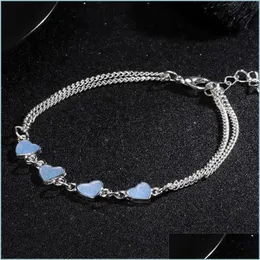 Cavigliere Cuore luminoso Nappa Catena del piede Sier Glow In The Dark Cavigliera Yoga Piedi danzanti Bracciale Bracciali alla caviglia 242 T2 Drop Delivery Dhwru