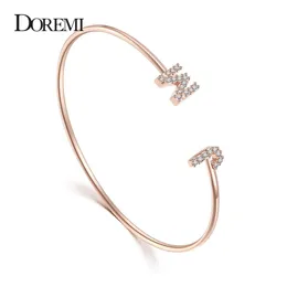 Bangle Doremi Custom Letter Armband Baby Bangle Zirconia Pave Setting Initial Armband Child Adult Size For Unika manschettsmycken 220914