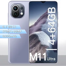 M11 Ultra cell phones 6.7 inch HD android phone SmartPhone show 4GB RAM 64 ROM mtk6889 6800MA Camera 32MP 50MP 5G Dual SIM Dual Standby