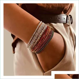 Tennis 20Pcs/Lot 7Inch Mens Hip Hop Bracelet Tin Alloy Gold Sier Iced Rhinestone Crystal 1 Row Tennis Chain Drop 984 Q2 Delivery 2021 Dh37H