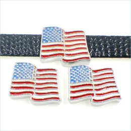 Charms Wholesale 8Mm American Flag Slide Charms Fit For Diy Leather Wristband Bracelet Fashion Jewelry 1185 E3 Drop Delivery 2021 Fin Dhl0B