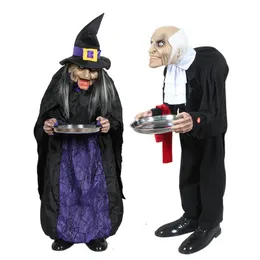 Party Decoration Halloween Decoration Electric Horror Props Toys Housekeeper Witch Standing Ghosts Home Haunted House Bar decor room escape prop 220915