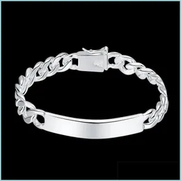 Id Identifikation 925 Sterling Silber 2 Stück Armband 10 mm glatte seitliche Kette für Männer Frauen Hochzeit Verlobungsfeier Schmuck 820 Z2 D Dhw7H