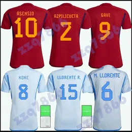 2022 Världscupen Espana Morata Koke Gavi fans Player Soccer Jersey 2022 Rodrigo Alcace Shirt Asension Ramos Salabianm Man Kids Kit Football