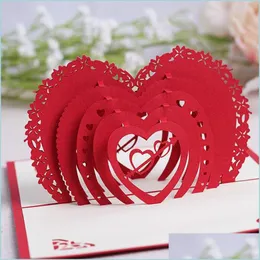 Cartões de felicitações do dia dos namorados Coração 3D Pop -up Cartão de felicitações Cartão posta