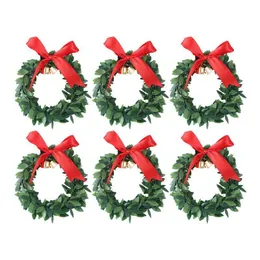 Christmas Decorations 6Pcs Mini Wreath Tree Hanging Decoration Garland Ornament Home Party Flower Craft 220914