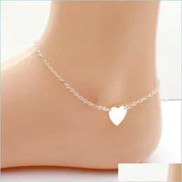 Anklets Anklets Girl Fashion Simple Heart Ankle Bracelet Chain Beach Foot Sandal Jewelry 114 M2 드롭 배달 2021 DHSERLER2010 DHAAR