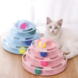 猫のおもちゃのおもちゃ4層ターンテーブルボール子猫パズルトラックタワーペットインタラクティブトレーニングアミューズメントプレートのaccesorios