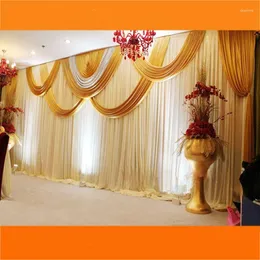 زخرفة الحفلات 3 × 6M ستارة خلفية الزفاف الفاخرة/ الستائر مع Silver Sequin Swag Pleated for EventPartybanquethome