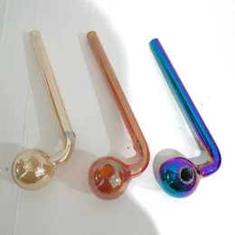 Pläteringsfärg höger vinkel rökrör pyrex glas olje brännare prick handtillbehör längd 14 cm för vattenpipa bubbler vatten bongs verktyg