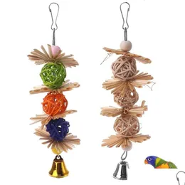 Other Bird Supplies Colorf Parrot Chew Strands Bite Teeth Griding Ball Bell Attractive Bird Parakeet Toys Natural St Supplies Pet Toy Dhx1O