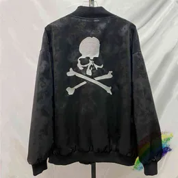 Men's Jackets Tie Dye Mastermind World Baseball Jacekt 1 1 High Quality Heavy Fabric Leather Sleeve Embroidery Letter Fleece Outwear Coat T220914