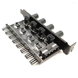 Datorkylningar 12V PC Case Regulator Splitter Cooling Fan Hub Knob Praktisk 1 till 3 8 Way 4Pin 3Pin Adapter Speed ​​Controller Universal