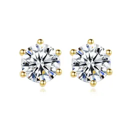 Korean shiny zircon S925 silver needle stud earrings jewelry fashion classic minimalist design six-claw earrings