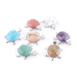 Pendants Necklace Jewelry Tortoise Natural Stone Turquoise Opal etc Stone Beads Turtle Accessorise Charms Women Mens JewelryBN381