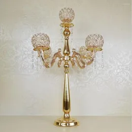 Parti Dekorasyon Avrupa Tarzı 76cm uzunluğunda Candelabra Centerpiece 5 koltuk kristal mum tutucu masa merkez parçaları