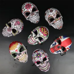 Party Masks 5 Type Halloween Mexican Day of the Dead Skull Print Soft Masks Men Masquerade Bar Party Cosplay Prop with Elastic String 220915