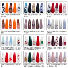 クリスマスハロウィーンフェイクネイル30pcs /set long ballet false nailsフルカバーネイル装飾