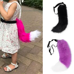 パーティーデコレーション9色のジュンボーンajustable Faux Fur Children's Day Cat Tail Cosplay Halloween Christmas Party Carnival Costume Gifts 220915