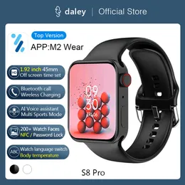 2022 S8 Pro Smart Watch Serie 7 45 mm 1,92 Zoll Männer Frauen NFC Bluetooth Anruf Armband Herzfrequenz Fitness Tracker Sport Smartwatch Iwo für iOS Android PK DT7 Max Uhren