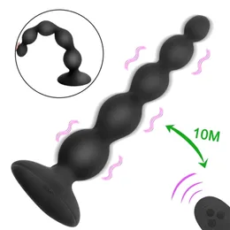 Giocattoli anali IKOKY Palline anali Vibratore Butt Plug Massaggio prostatico 10 velocità Doppio motore Telecomando Stimolatore ano Giocattoli sessuali per uomini Donne 220914