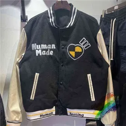 Kurtki męskie 2022FW Made Varsity Baseball Jacket Men Men Haftery skórzane rękawie kurtki bombowce płaszcze wierzchowe t220914