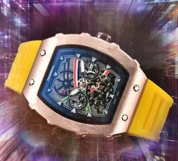 Popularny USA Europa szkielet mężczyzn Watch Stopwatch 43 mm moda swobodny zegar człowiek gumowy pasek automatyczny kwarcowy ruch kalendarz złotych prezentów urodzinowych