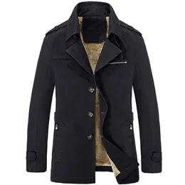 Herren-Wollmischungen, Winter, plus Samt, langer Abschnitt, gewaschener Herren-Windbreaker, Baumwolle, Wolle, warm, dick, klassisches Revers, Trenchcoat, Mantel 220915