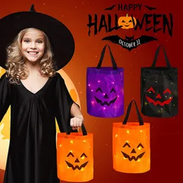 2022 new Halloween glowing pumpkin holiday party supplies candy bag ghost witch tote bag decoration arrangement props