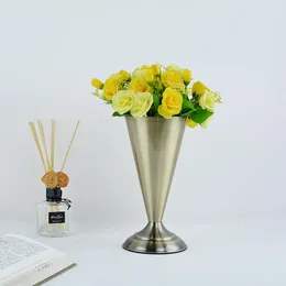 Украшение вечеринки Металлические вазы тонкая столовая ваза бронза свадебная центральная часть события дороги свинцовый цветок для дома