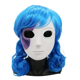Parti Maskeleri Oyunu Sally Yüz Maskesi Sally Maskeleri Mavi Peruk Sallyface Cosplay Wig Cadılar Bayramı Cos Pistler Oynak Yüz Cadılar Bayramı Lateks Maskesi 220915