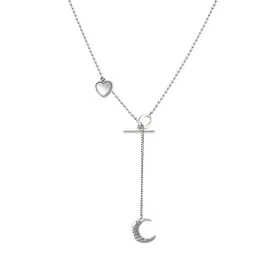 Vintage Halskette für Frauen S925 Sterling Silber Simple Mond Anhänger Hip-Hop-Stil coole Schlüsselbeinkette Punkschmuck Geburtstag Accessoires