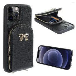 Tarjeteros moda PU cuero portátil arco cremallera bolsa billetera ranura teléfono funda, soporte para IPhone 11 12 Pro Max bolso