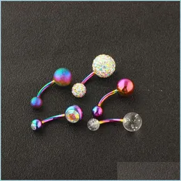 Navel Bell Button Rings Stainless Belly Button Rings Piercings Ombligo Navel Piercing Sexy Earring Rainbow Body Jewelry Pircing 673 Dhgmw